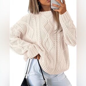 Elegant Cream Cable Knit Sweater